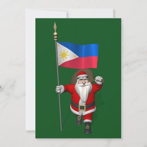 Santa Claus With Ensign Of The Philippines Holiday Card