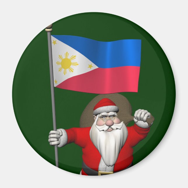 Santa Claus With Ensign Of The Philippines Magnet (Front)