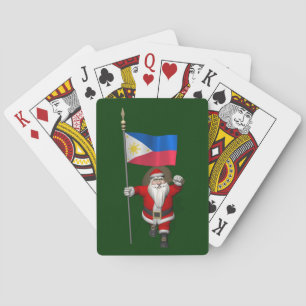 Santa Claus With Ensign Of The Philippines Poker Cards