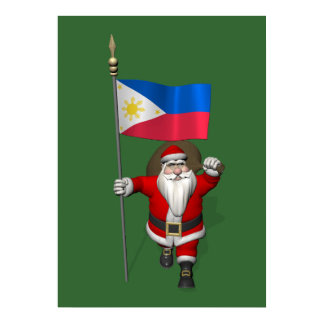 Santa Claus With Ensign Of The Philippines Poster