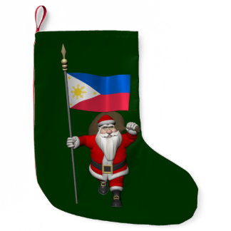 Santa Claus With Ensign Of The Philippines Small Christmas Stocking