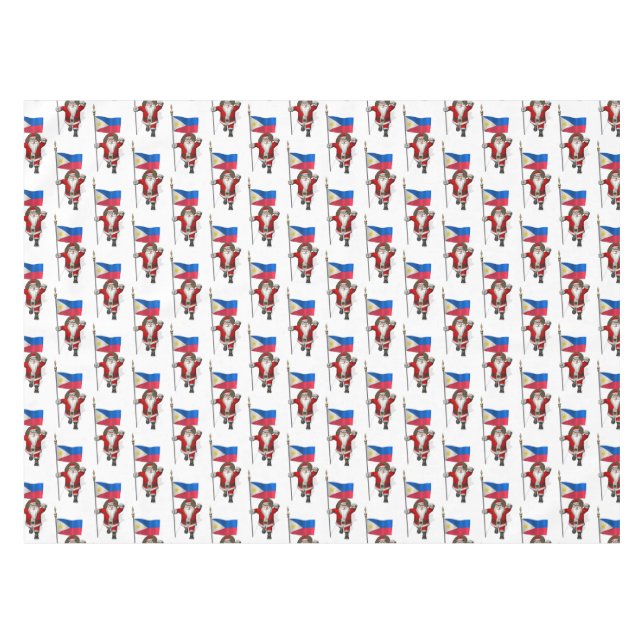 Santa Claus With Ensign Of The Philippines Tablecloth (Front (Horizontal))