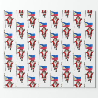 Santa Claus With Ensign Of The Philippines Wrapping Paper