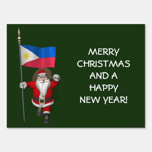 Santa Claus With Ensign Of The Philippines Yard Sign