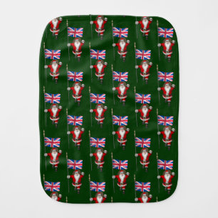 Santa Claus With Ensign Of The UK Baby Burp Cloth