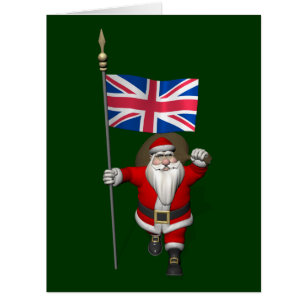 Santa Claus With Ensign Of The UK Cards