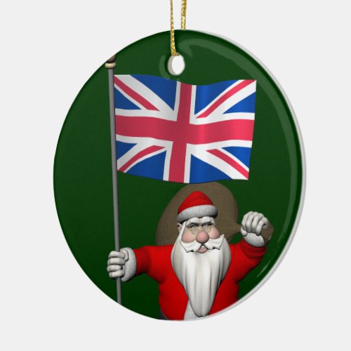 Santa Claus With Ensign Of The UK Ceramic Ornament