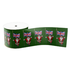 Santa Claus With Ensign Of The UK Grosgrain Ribbon