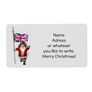 Santa Claus With Ensign Of The UK Label
