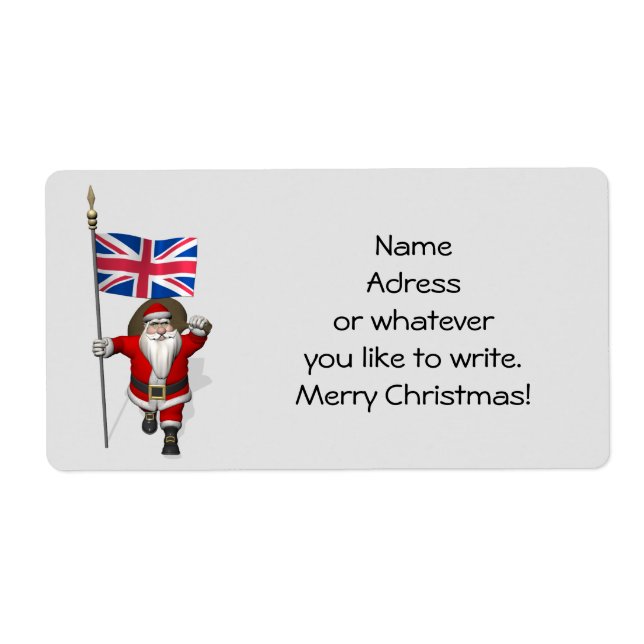 Santa Claus With Ensign Of The UK Label (Front)