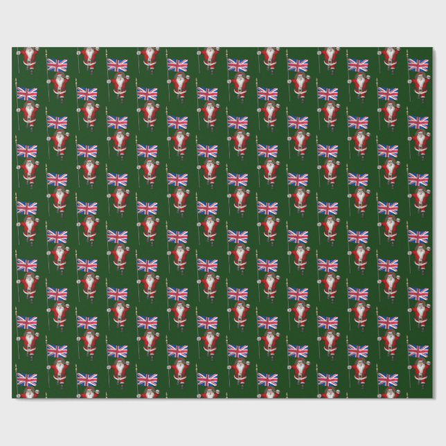 Santa Claus With Ensign Of The UK Wrapping Paper (Flat)