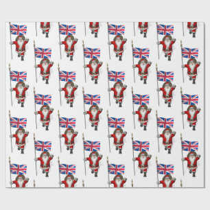 Santa Claus With Ensign Of The UK Wrapping Paper