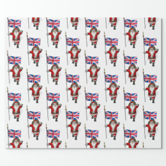 Santa Claus With Ensign Of The UK Wrapping Paper