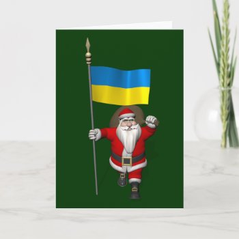 Santa Claus With Ensign Of The Ukraine Holiday Card by santa_world_flags at Zazzle