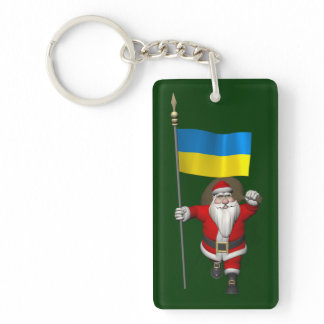 Santa Claus With Ensign Of The Ukraine Keychain
