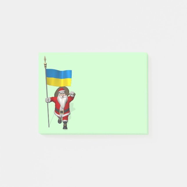 Santa Claus With Ensign Of The Ukraine Post-it Notes (Front)