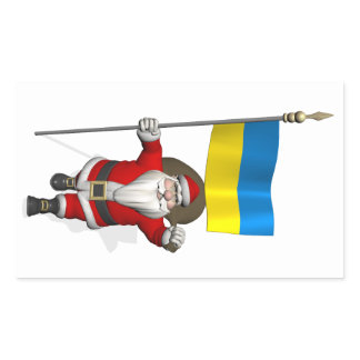 Santa Claus With Ensign Of The Ukraine Rectangular Sticker