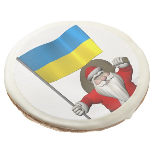 Santa Claus With Ensign Of The Ukraine Sugar Cookie