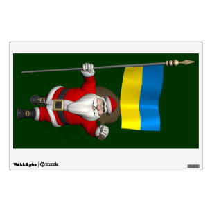 Santa Claus With Ensign Of The Ukraine Wall Sticker