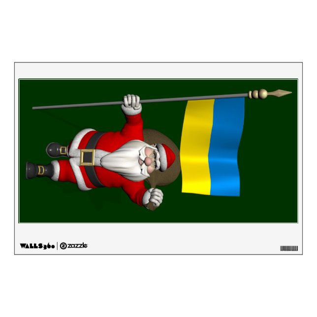 Santa Claus With Ensign Of The Ukraine Wall Sticker (Front)