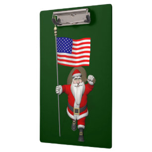 Santa Claus With Ensign Of The USA Clipboard