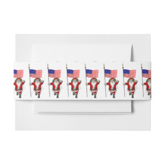 Santa Claus With Ensign Of The USA Invitation Belly Band