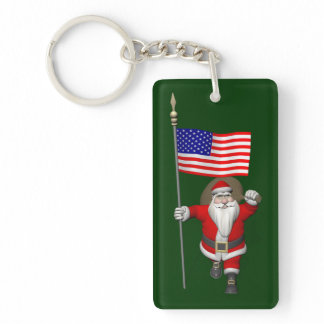 Santa Claus With Ensign Of The USA Keychain