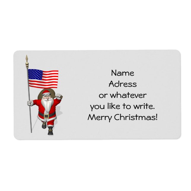 Santa Claus With Ensign Of The USA Label (Front)