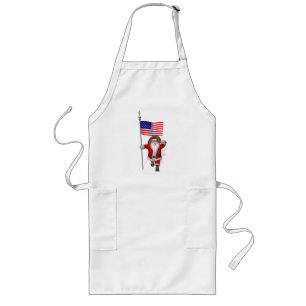 Santa Claus With Ensign Of The USA Long Apron