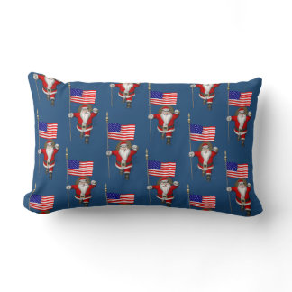 Santa Claus With Ensign Of The USA Lumbar Pillow