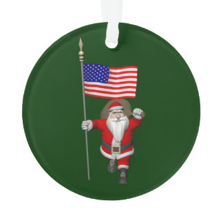 Santa Claus With Ensign Of The USA Ornament