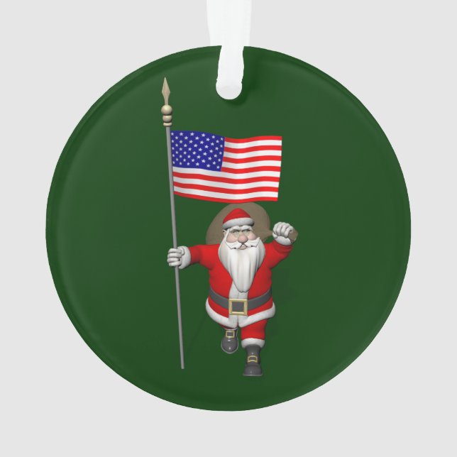 Santa Claus With Ensign Of The USA Ornament (Back)