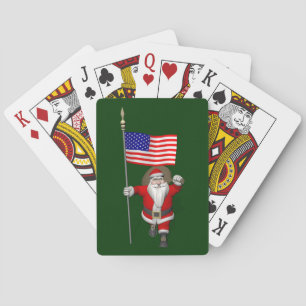 Santa Claus With Ensign Of The USA Poker Cards