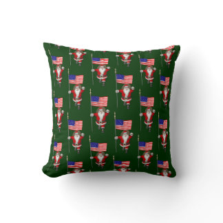 Santa Claus With Ensign Of The USA Throw Pillow