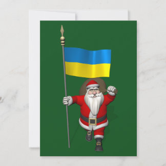 Santa Claus With Ensign Of Ukraine Holiday Card