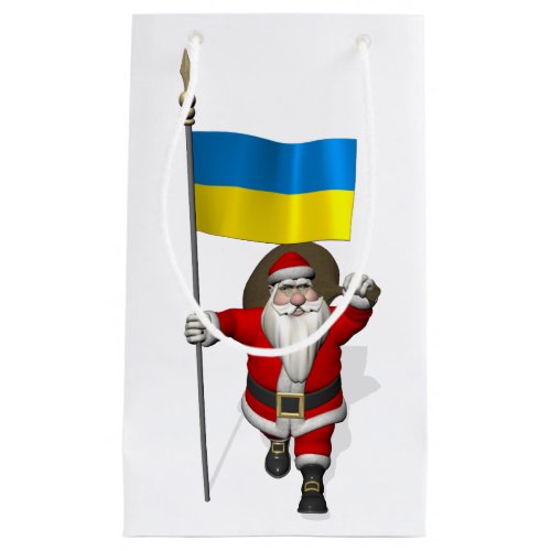 Santa Claus With Ensign Of Ukraine Small Gift Bag