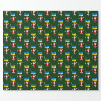 Santa Claus With Ensign Of Ukraine Wrapping Paper