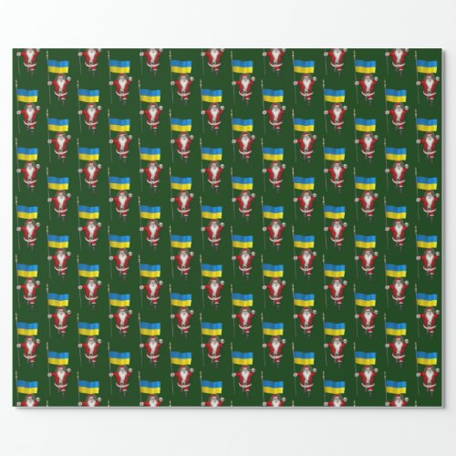 Santa Claus With Ensign Of Ukraine Wrapping Paper