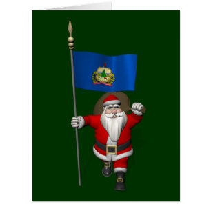 Santa Claus With Ensign Of Vermont Cards