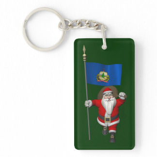 Santa Claus With Ensign Of Vermont Keychain