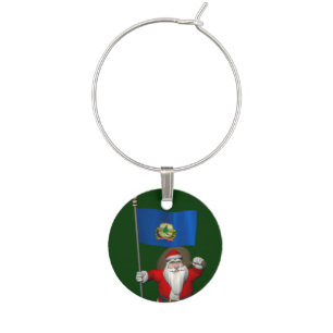 Santa Claus With Ensign Of Vermont Wine Charm