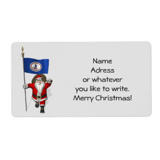 Santa Claus With Ensign Of Virginia Label