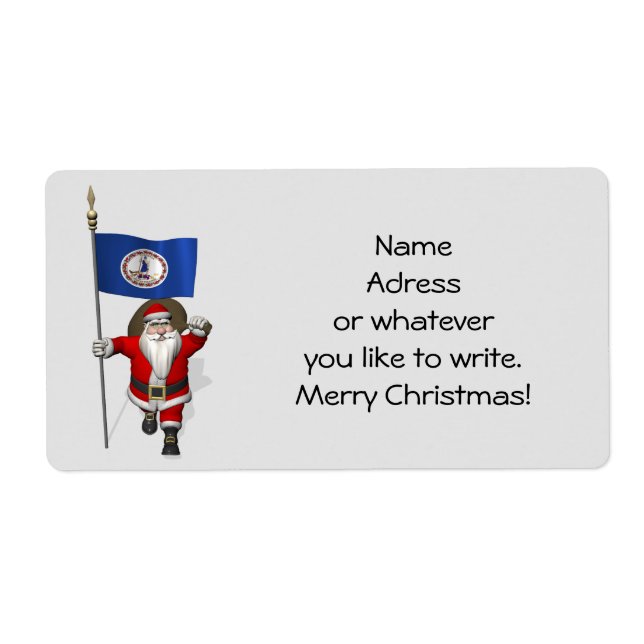 Santa Claus With Ensign Of Virginia Label (Front)