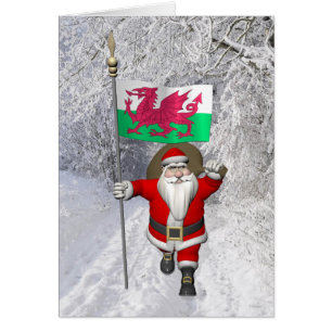 Santa Claus With Ensign Of Wales Cards