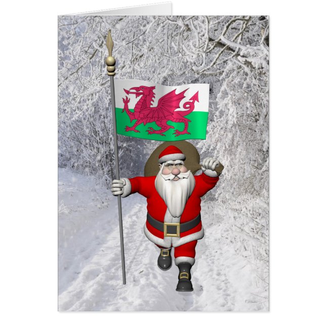 Santa Claus With Ensign Of Wales Cards (Front)
