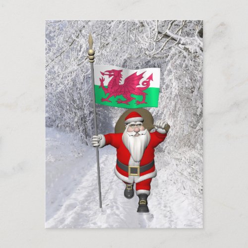 Santa Claus With Ensign Of Wales Holiday Postcard