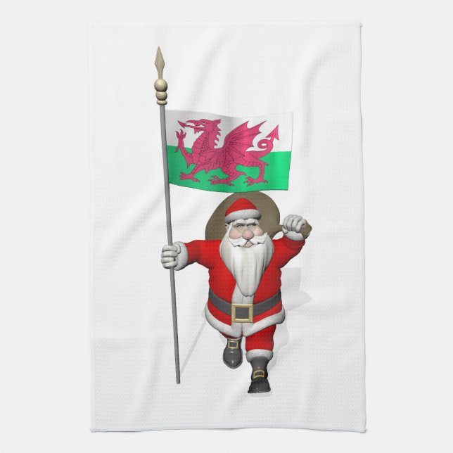 Santa Claus With Ensign Of Wales Towel (Vertical)