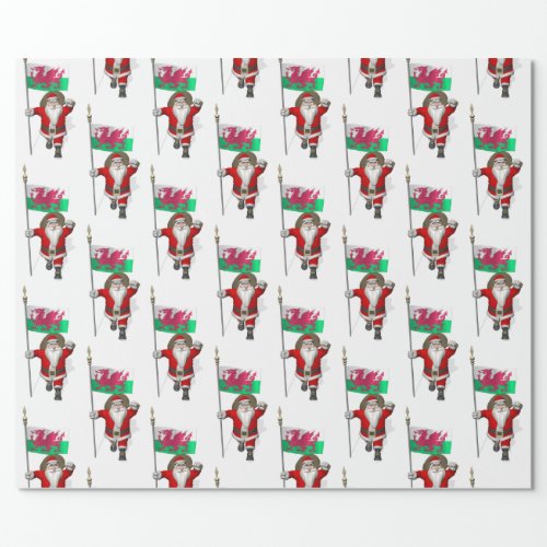 Santa Claus With Ensign Of Wales Wrapping Paper