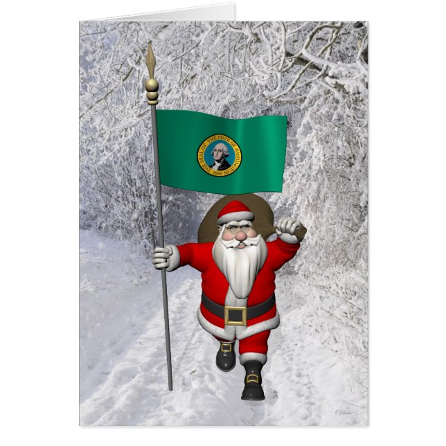 Santa Claus With Ensign Of  Washington Cards (Front)