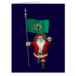Santa Claus With Ensign Of Washington Cards